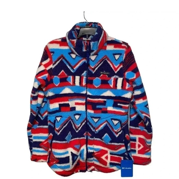 Columbia Women's West Bend Full Zip Fleece Jacket - Red Lily Print NWT - Picture 2 of 2